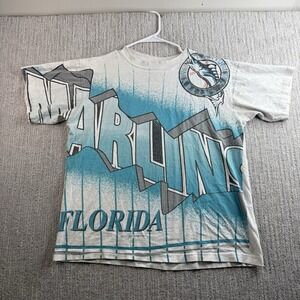 Vintage Florida Marlins AOP T Shirt Size Large 1994 Made In USA MLB